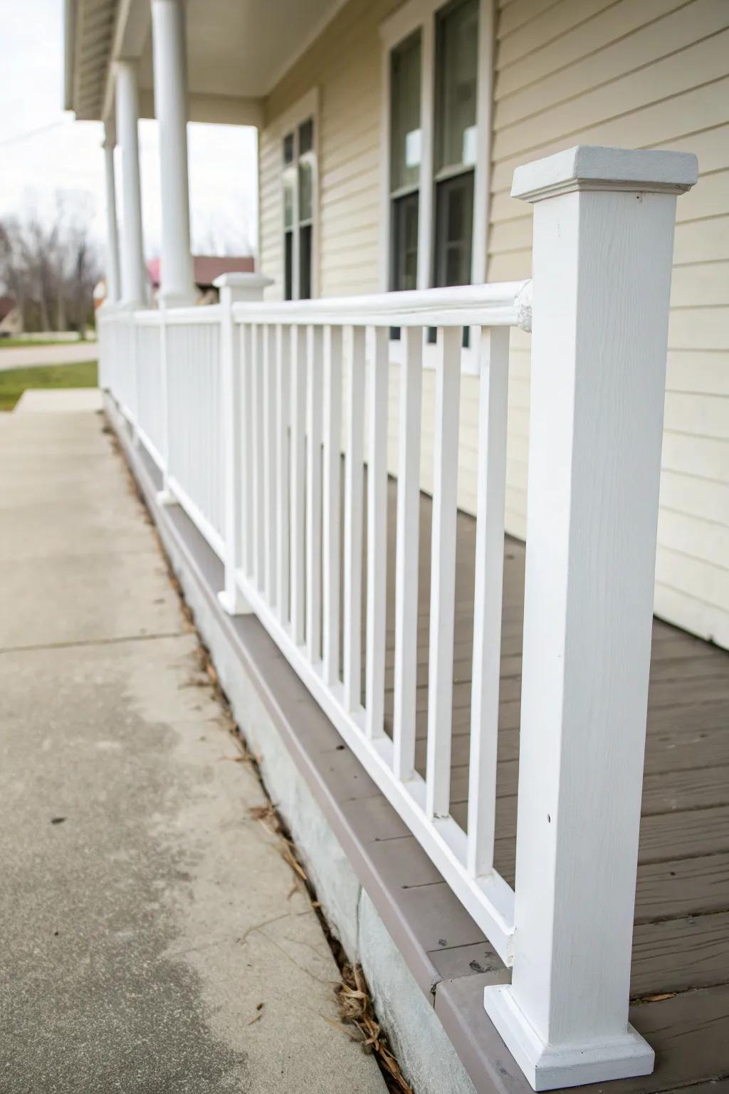 Sleek lines define this simple yet elegant porch railing.