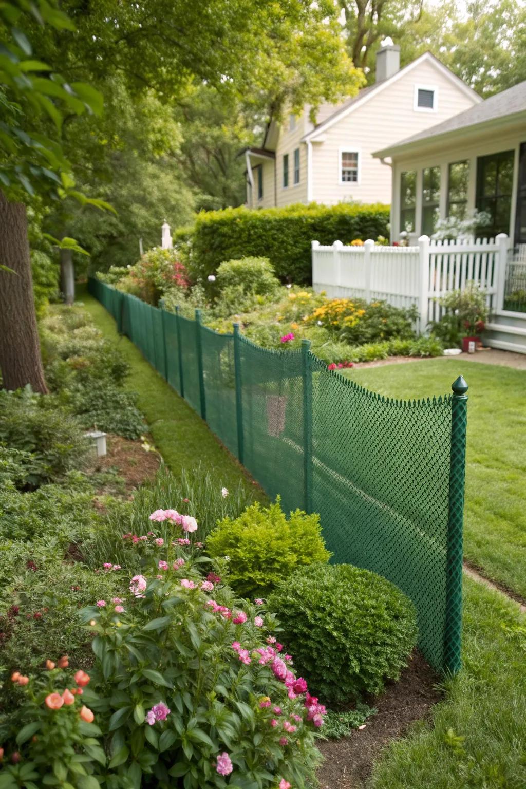 Green mesh fences are ideal for temporary and adjustable wind protection.