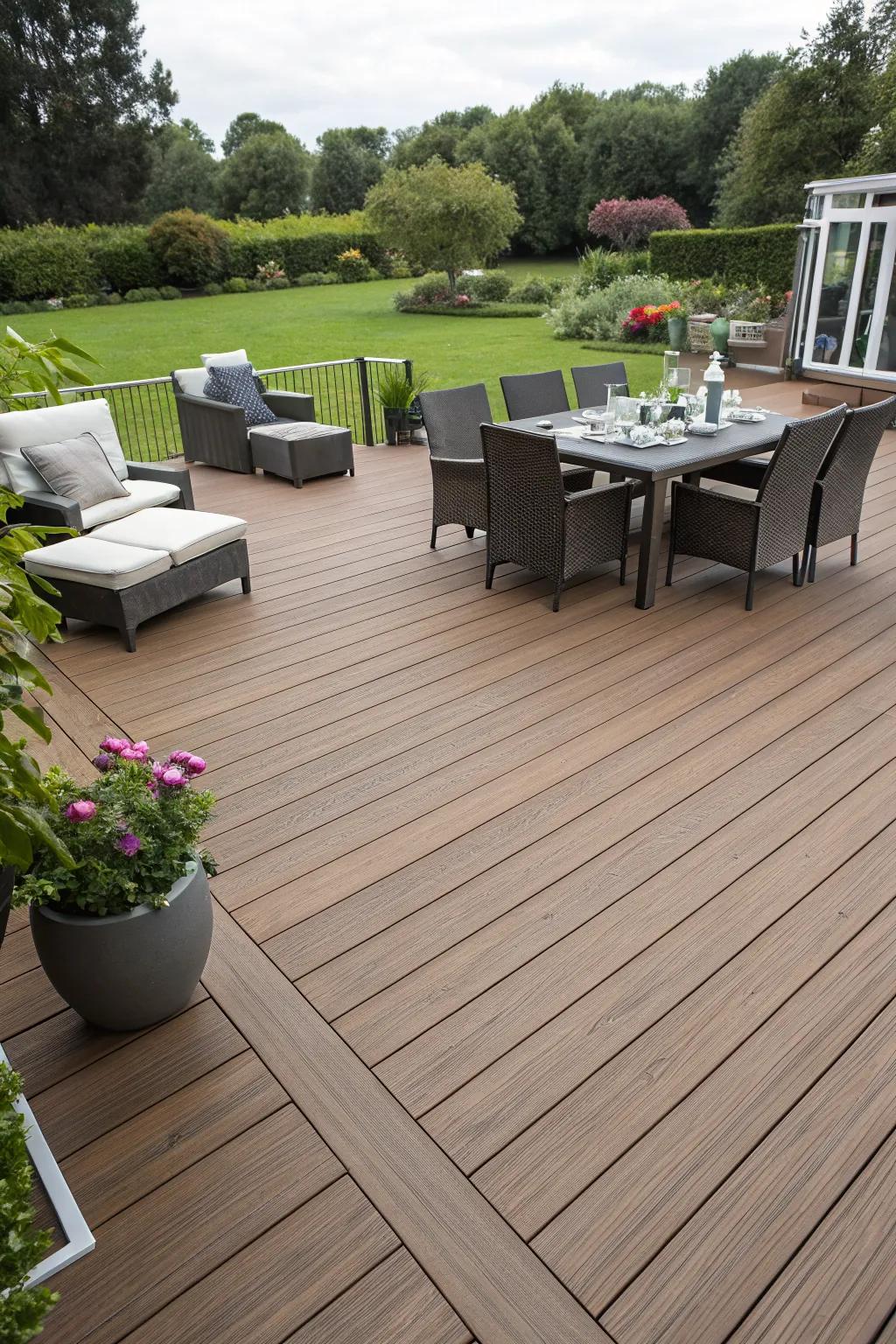 Composite decking offers a wood-like finish without the upkeep.