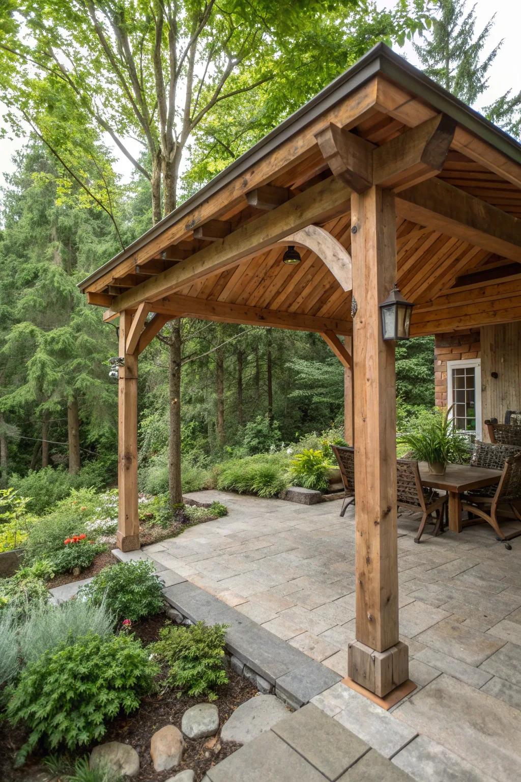 Cedar wood patio covers provide a rustic and timeless appeal.