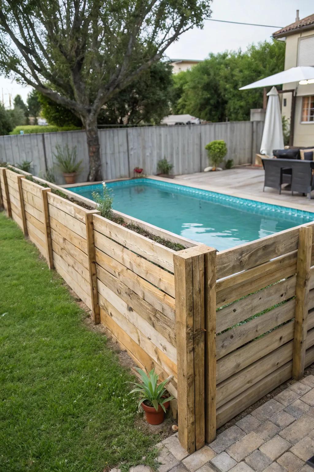 Raw wood fences evoke a rustic and natural aesthetic.
