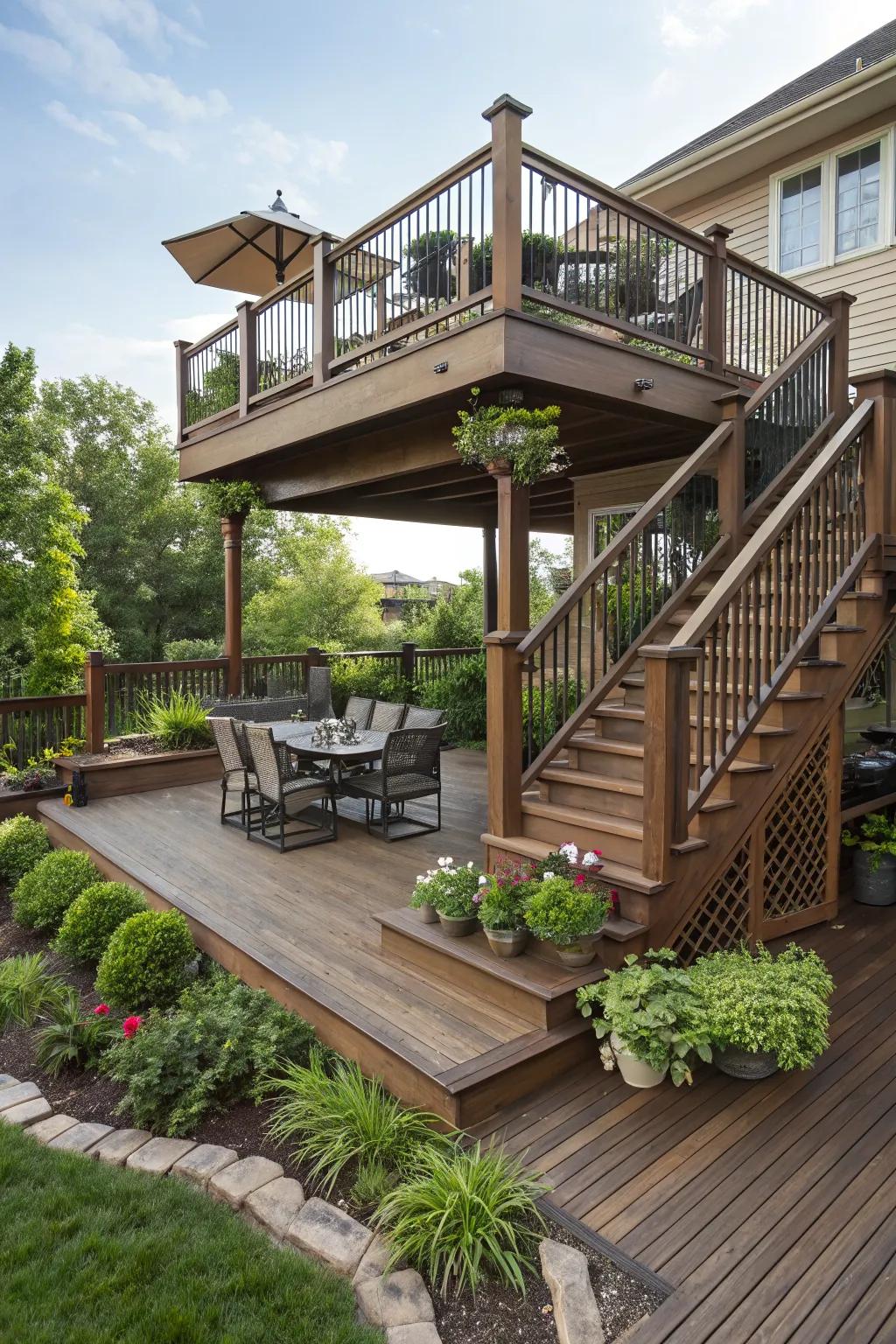 Multi-level decks add style and functionality to any patio.