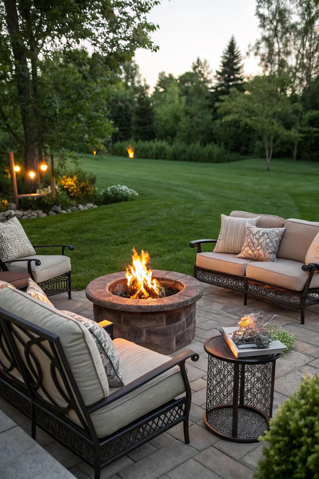 A fire pit makes your backyard the perfect spot for cozy gatherings.