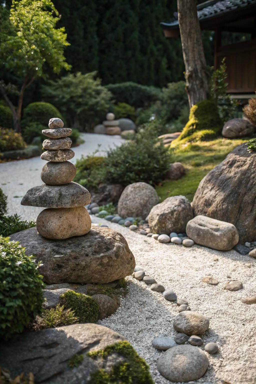 Ground your space with natural rock arrangements.