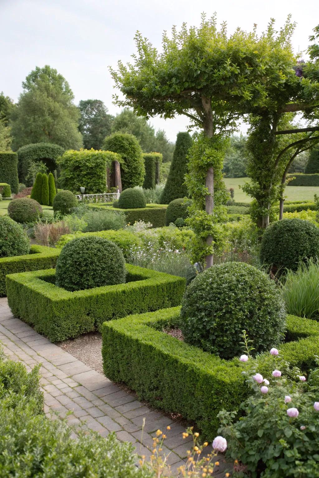 Evergreens like boxwoods keep your garden vibrant all year long.