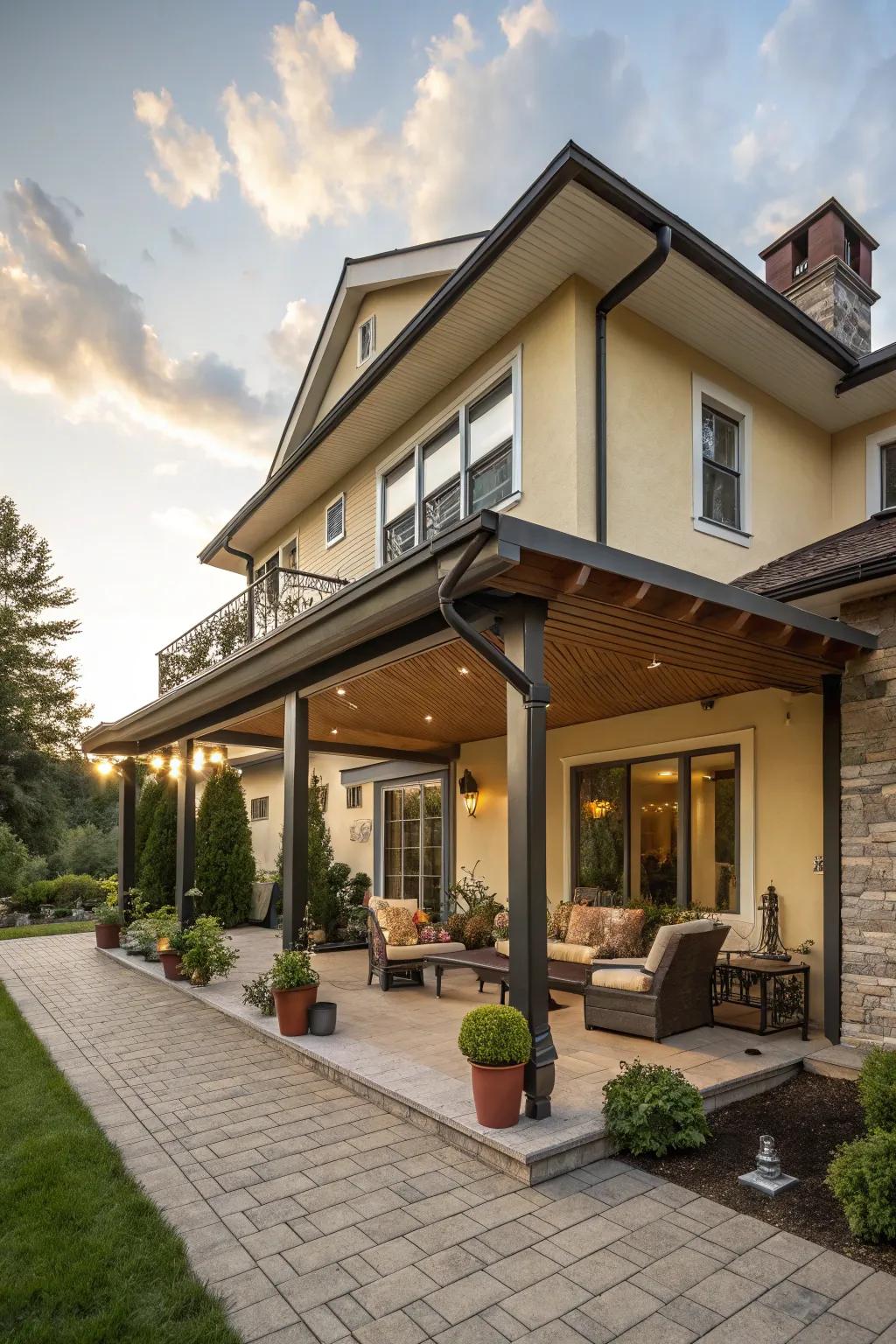 Dramatic overhangs that offer style and functionality to outdoor spaces.