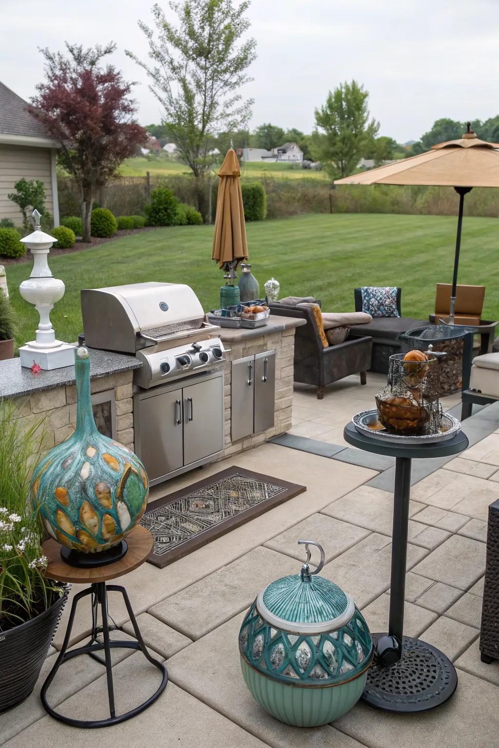 Art installations add a personal and creative flair to your patio.