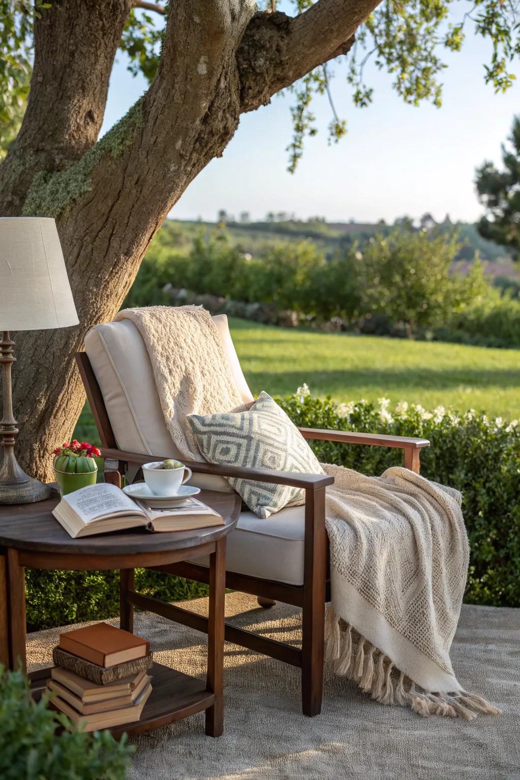 An inviting reading nook perfect for book lovers.