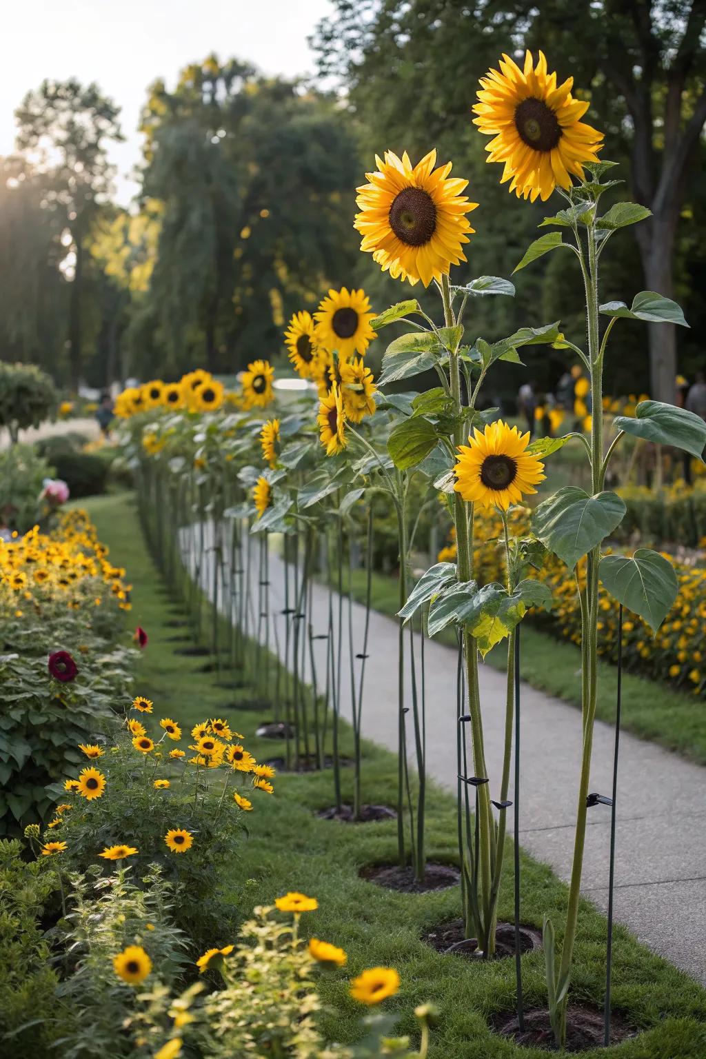 Sunflower art installations adding creativity and flair to outdoor spaces.