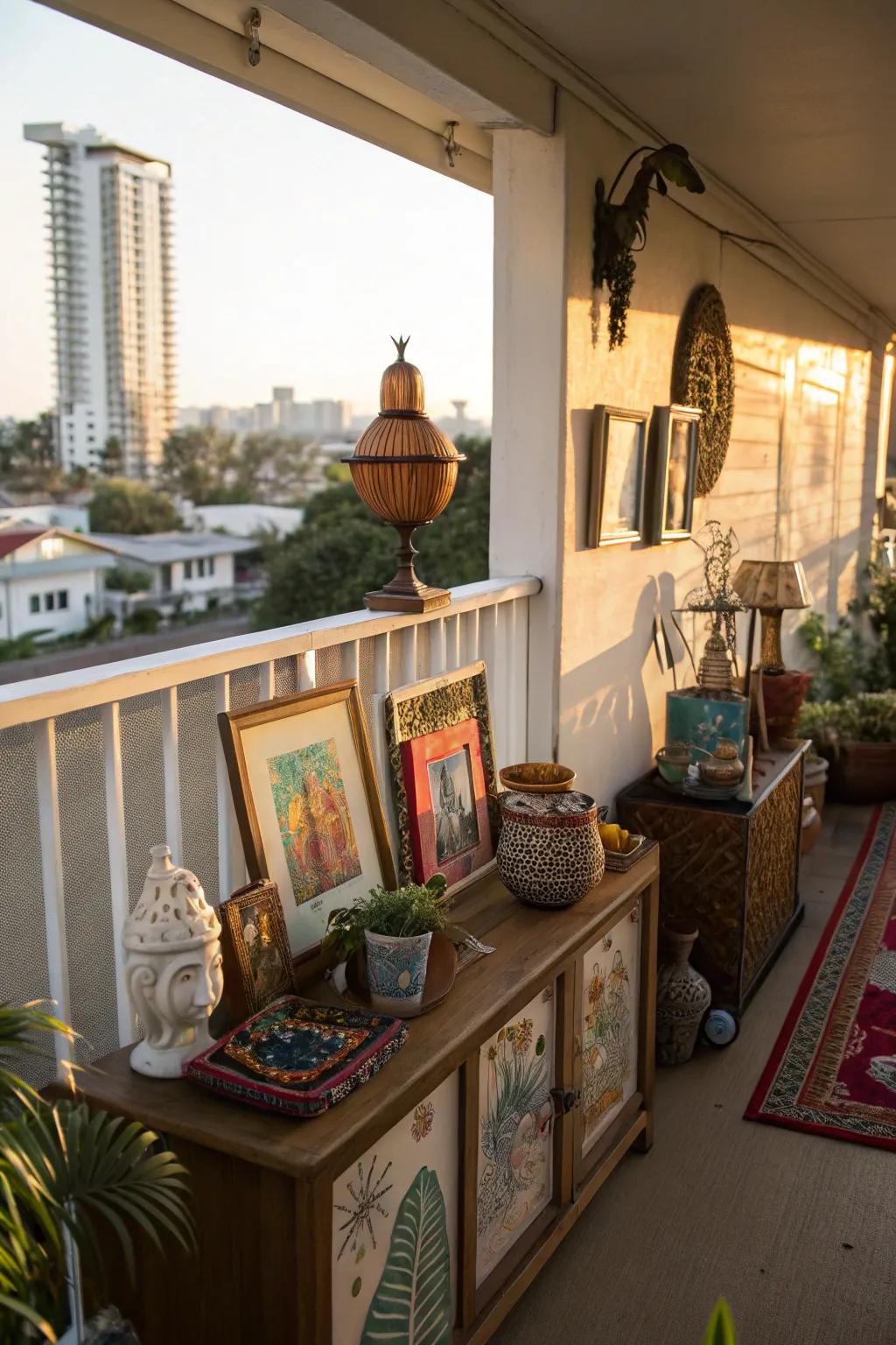 Personalize your balcony with art and accessories that reflect your style.