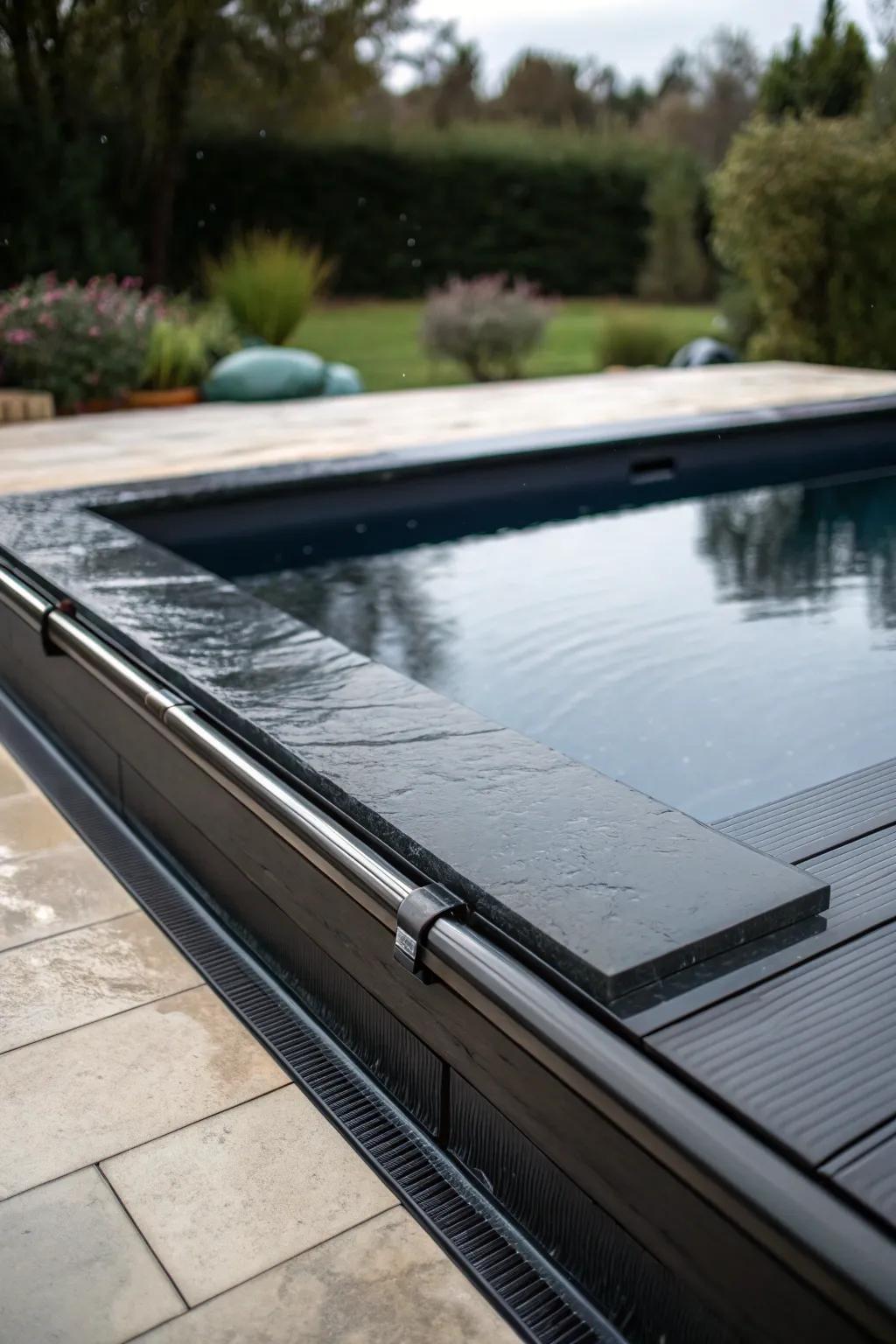 Hidden pool covers maintain the sleek design while providing functionality.