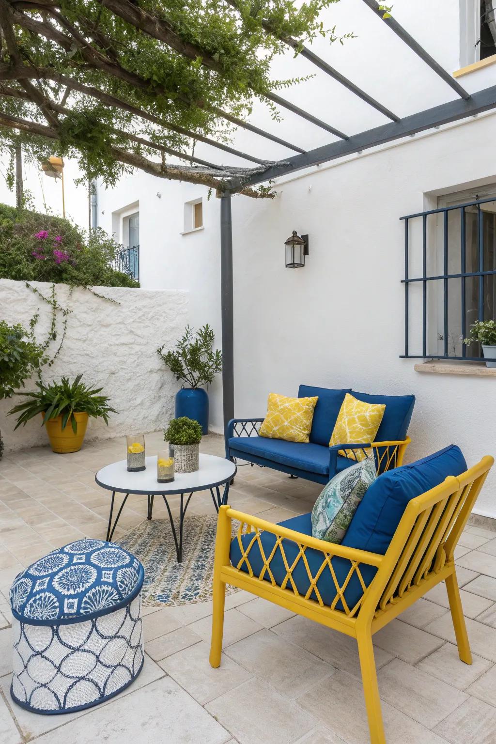 A serene and sophisticated patio with minimalistic design.