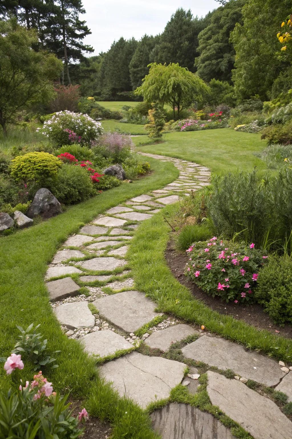 Grass and stone paths blend seamlessly with natural landscapes.