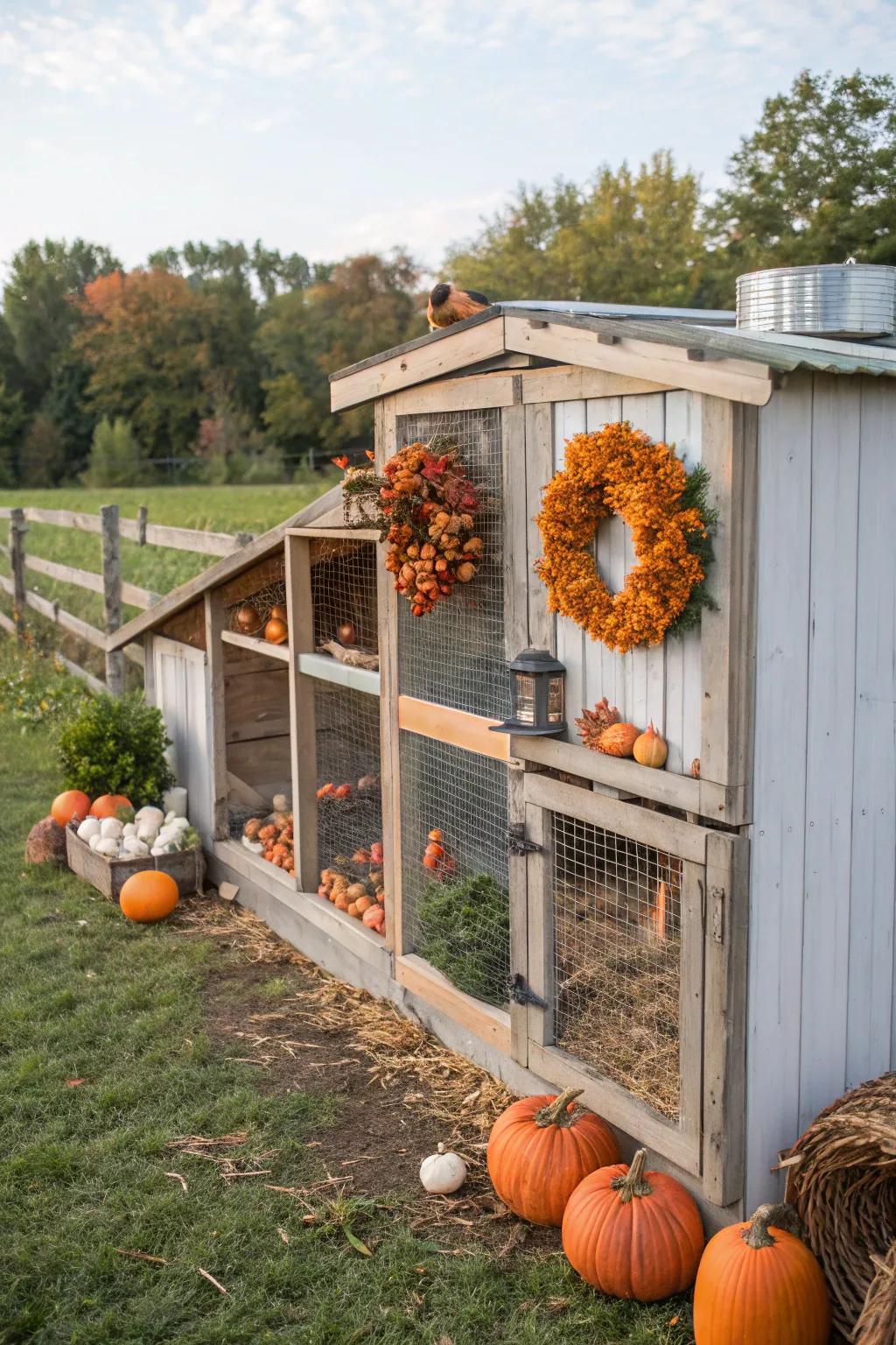 Seasonal decor keeps your chicken area vibrant and festive.