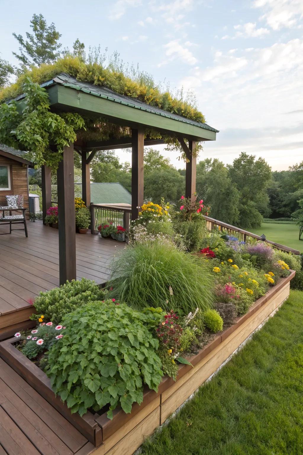 Elevate your deck with a lush green roof.