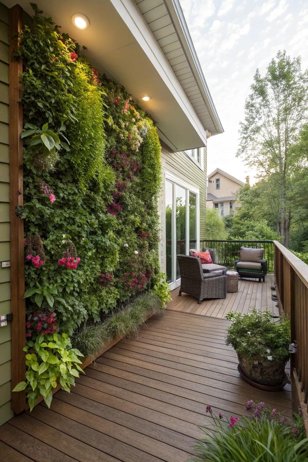 Vertical gardens bring lush greenery to your space efficiently.