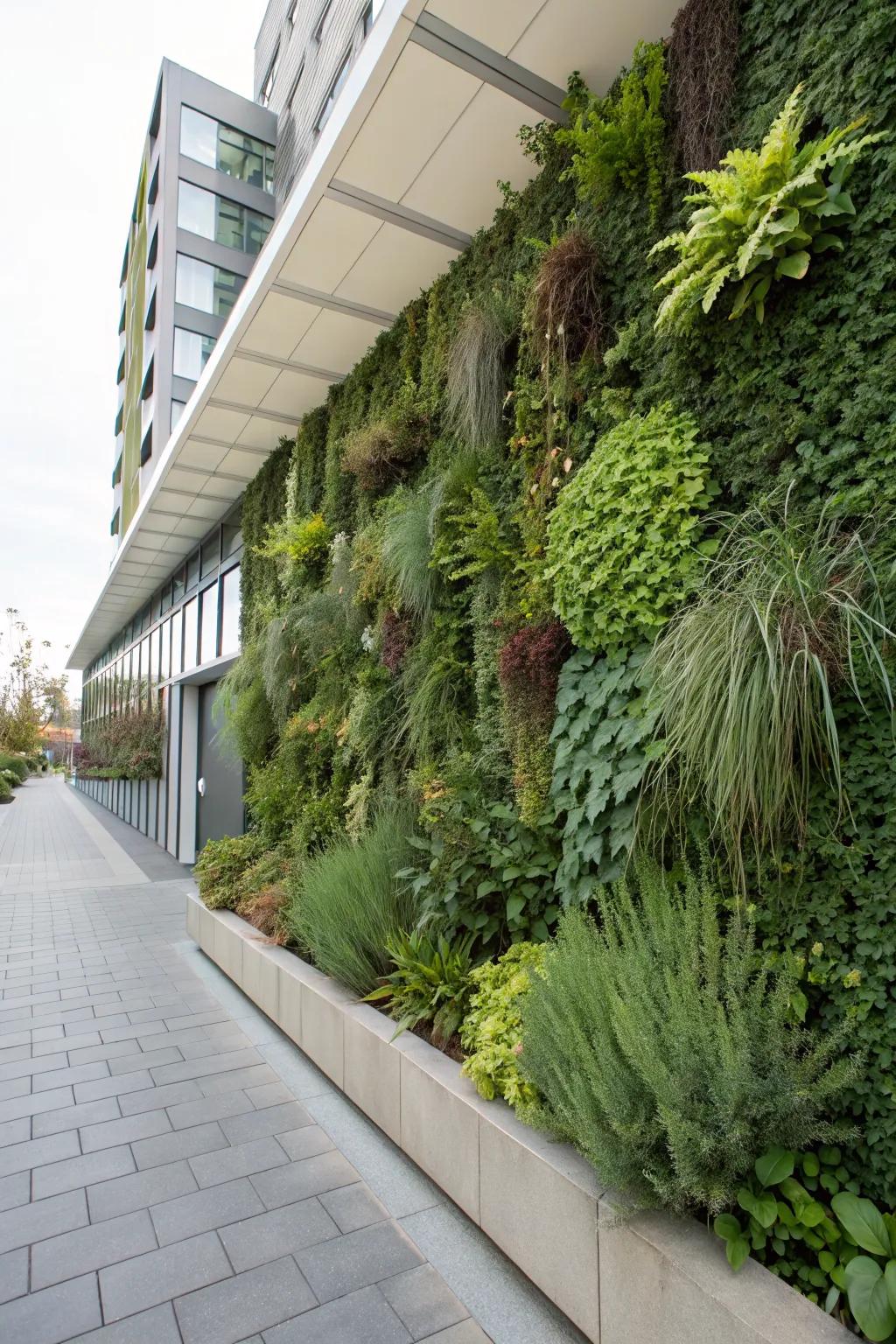 Living walls offer a vertical burst of greenery.