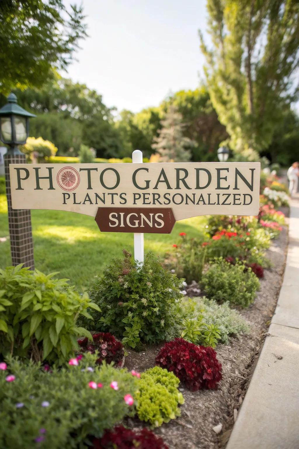 Personalized signs add charm and personality to the garden.
