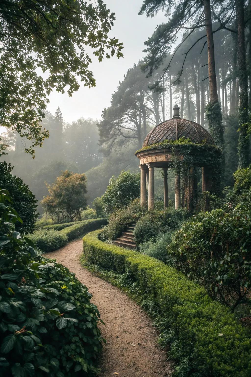 A magical secret garden pavilion offering a secluded escape.