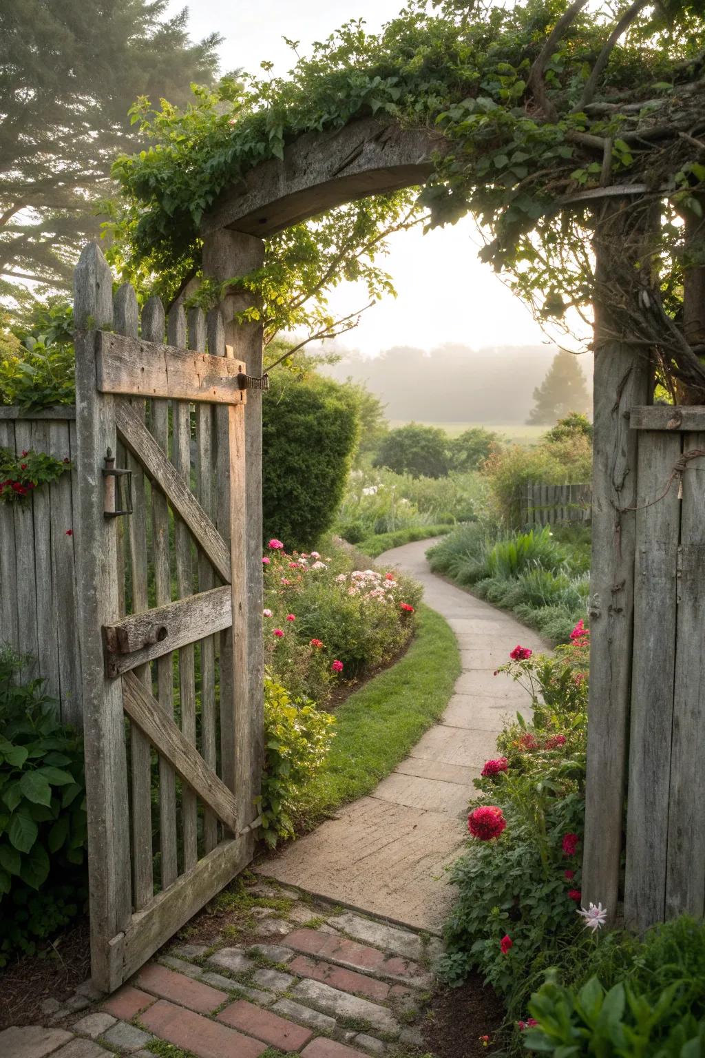 A rustic fence frames and enhances your entryway with charm.