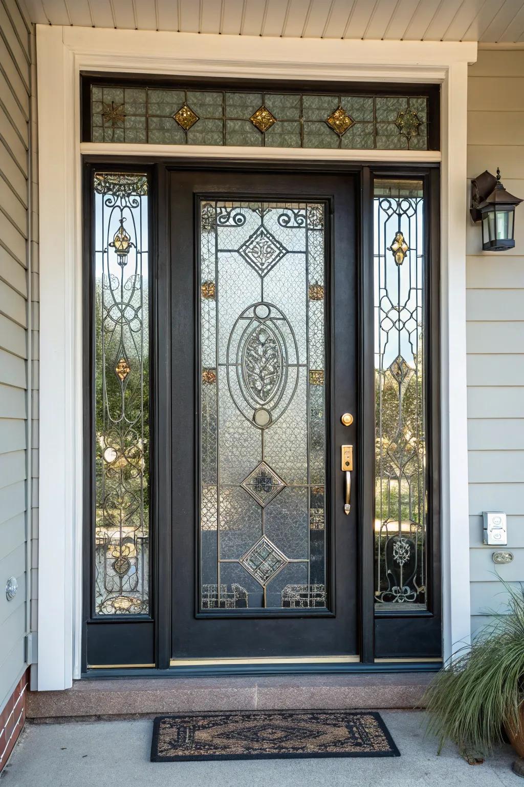 An eclectic mix of styles creates a unique and exciting entrance.