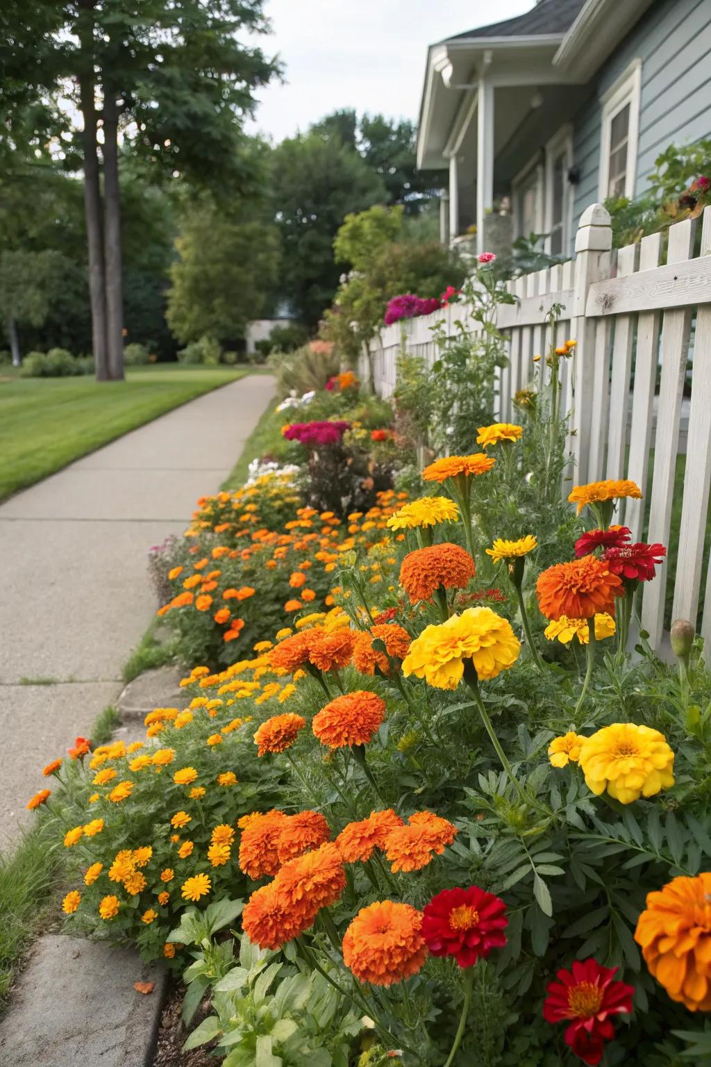 A colorful annual border bringing vibrancy to the garden.