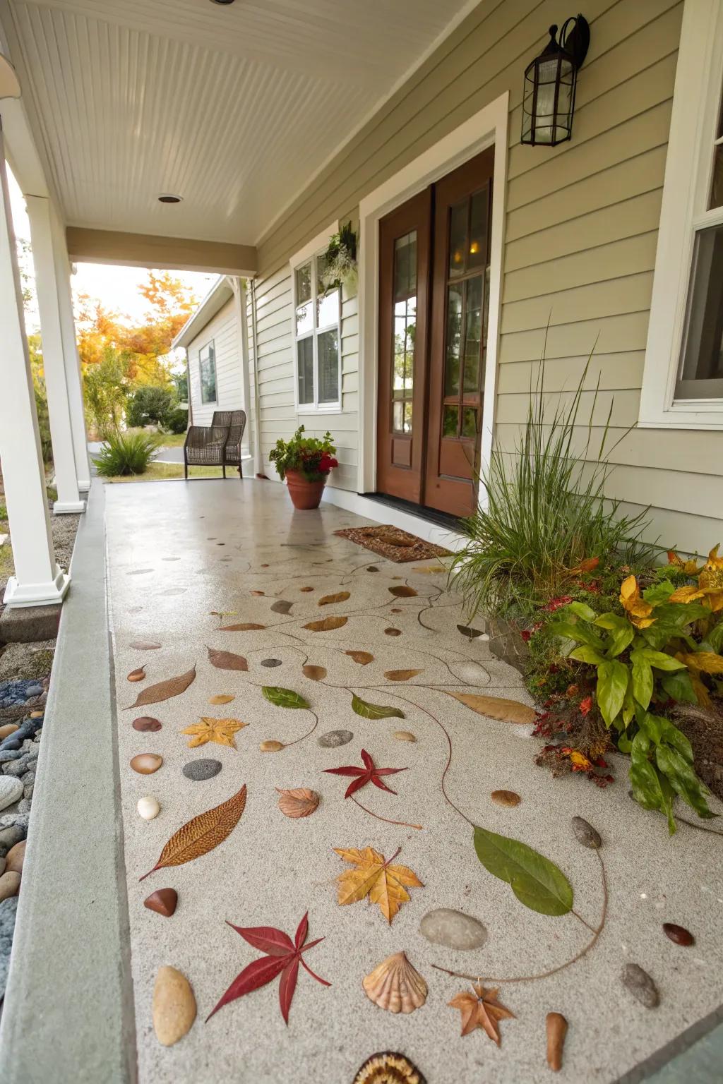 Natural elements in epoxy bring the garden to your porch.