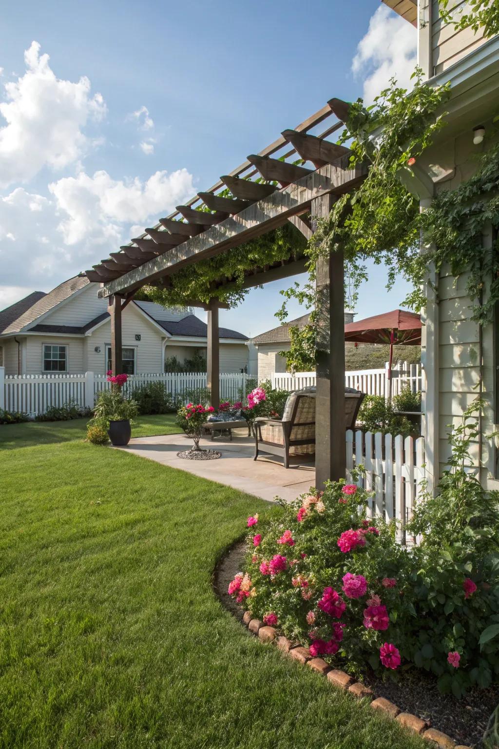 Shade structures offer comfort and enhance garden aesthetics