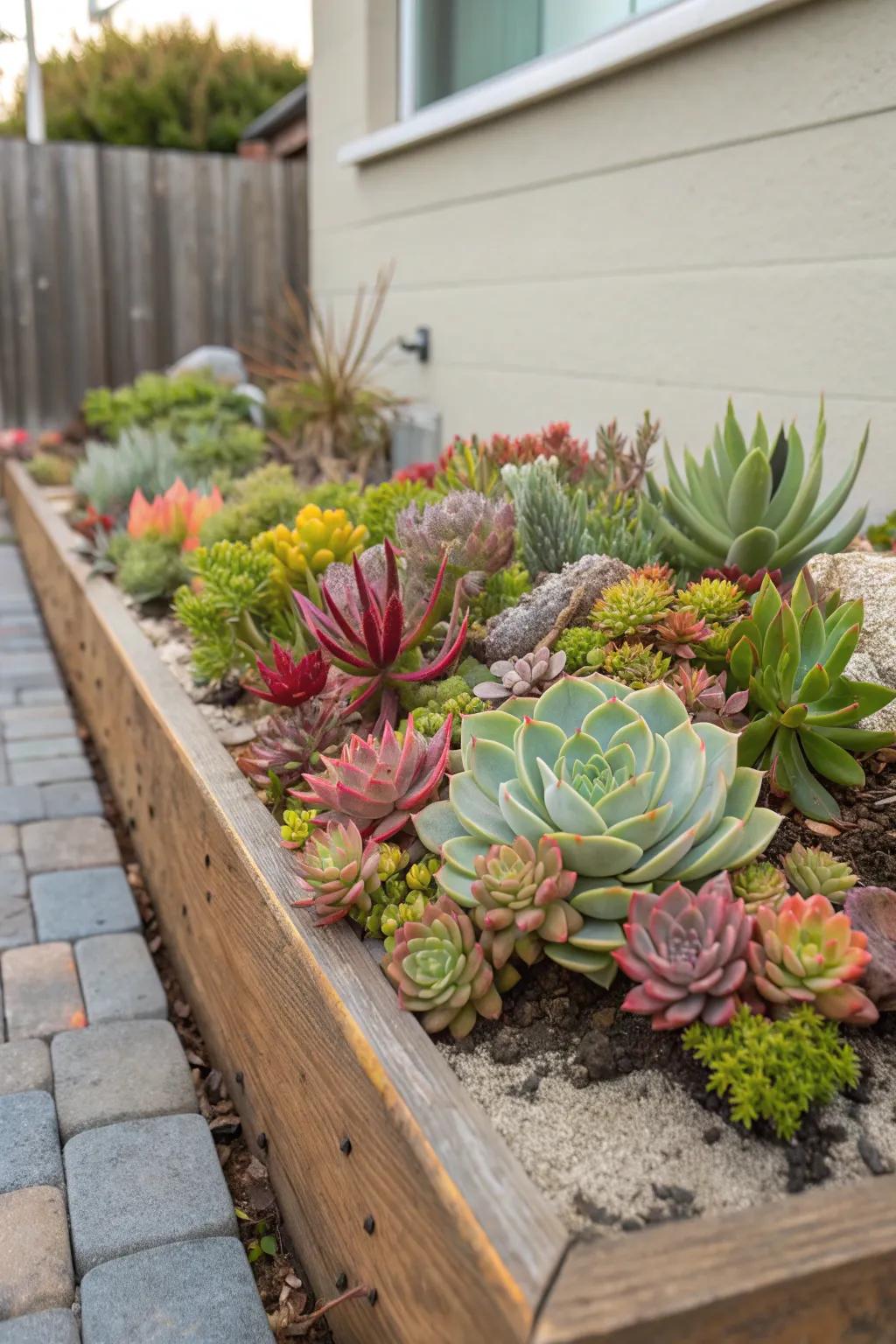 A charming and low-maintenance succulent garden.