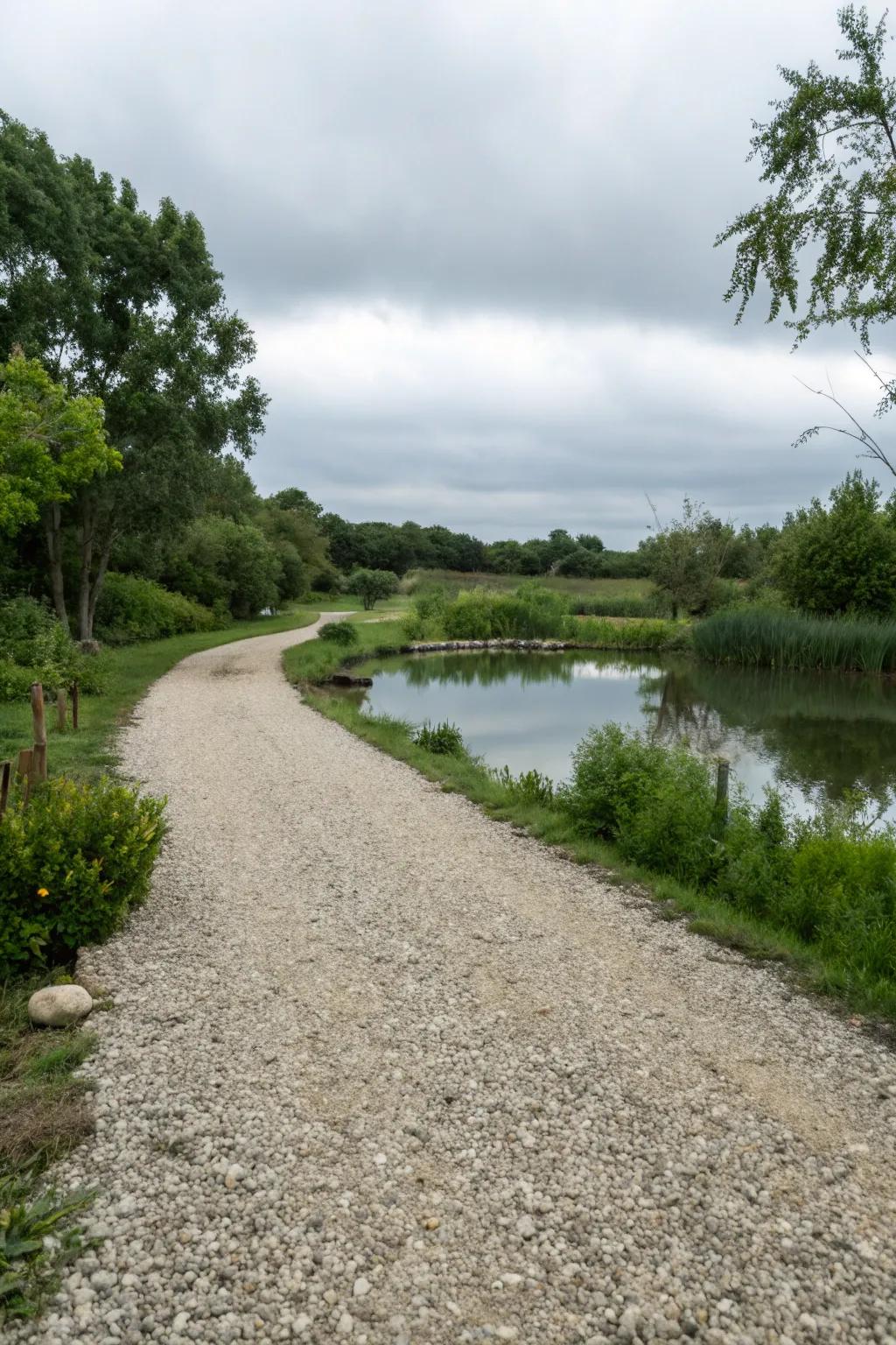 A small retention pond acting as a natural water management system.