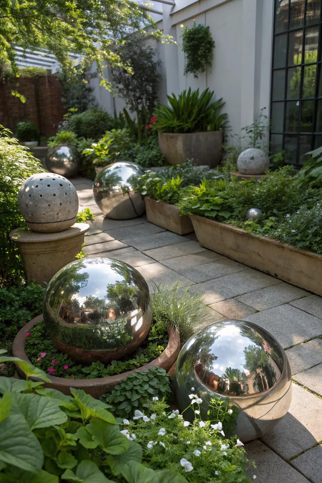 Reflective surfaces create the illusion of more space.