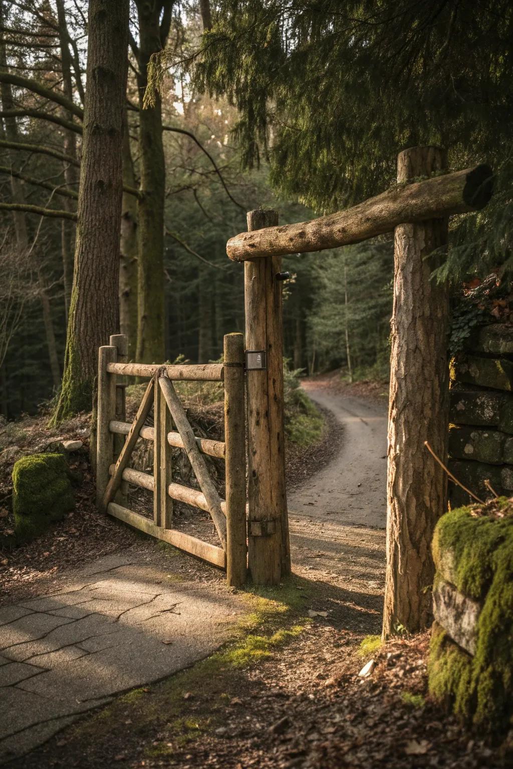 Rustic and natural: the log gate.