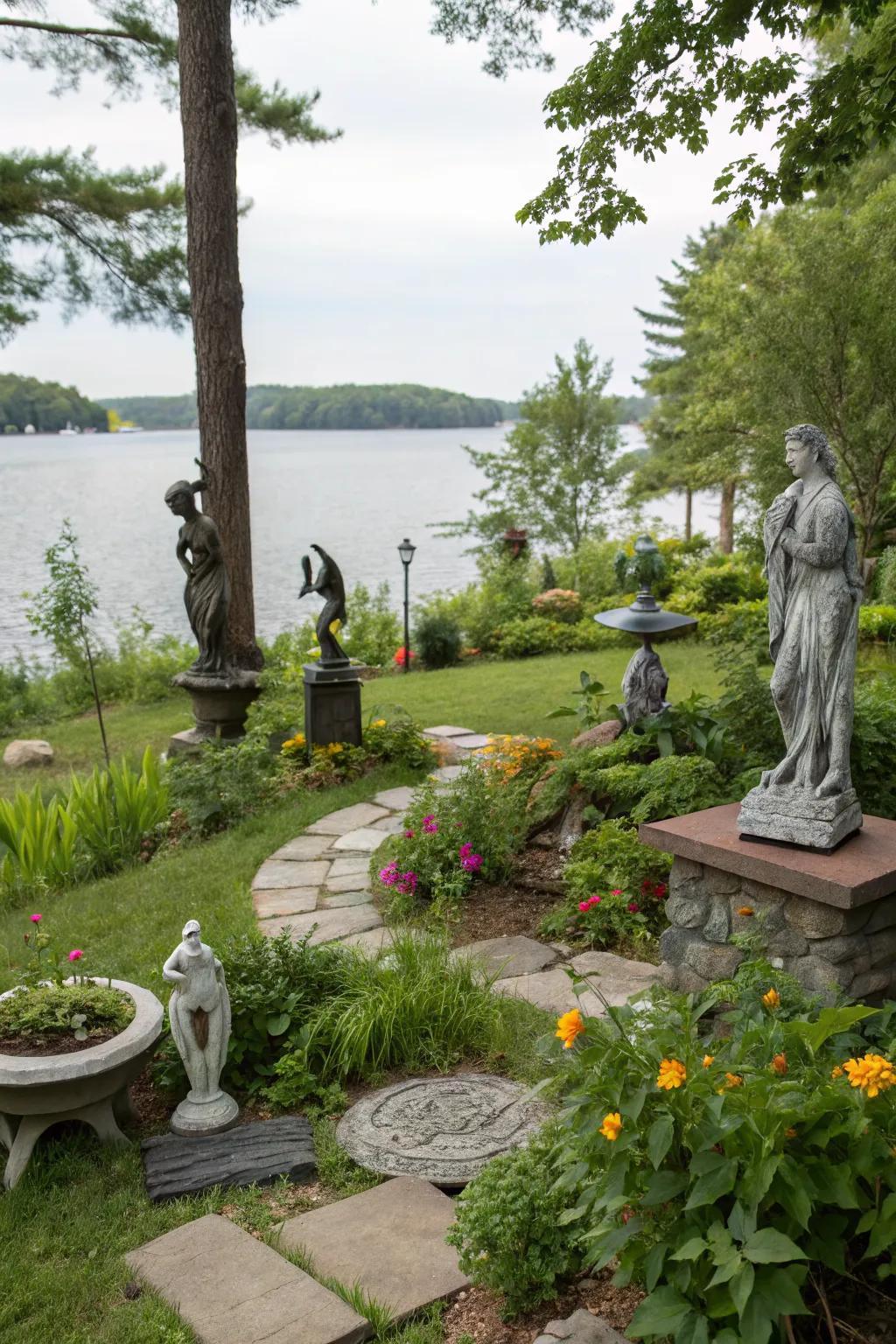 Express your style with art installations that personalize your backyard retreat.