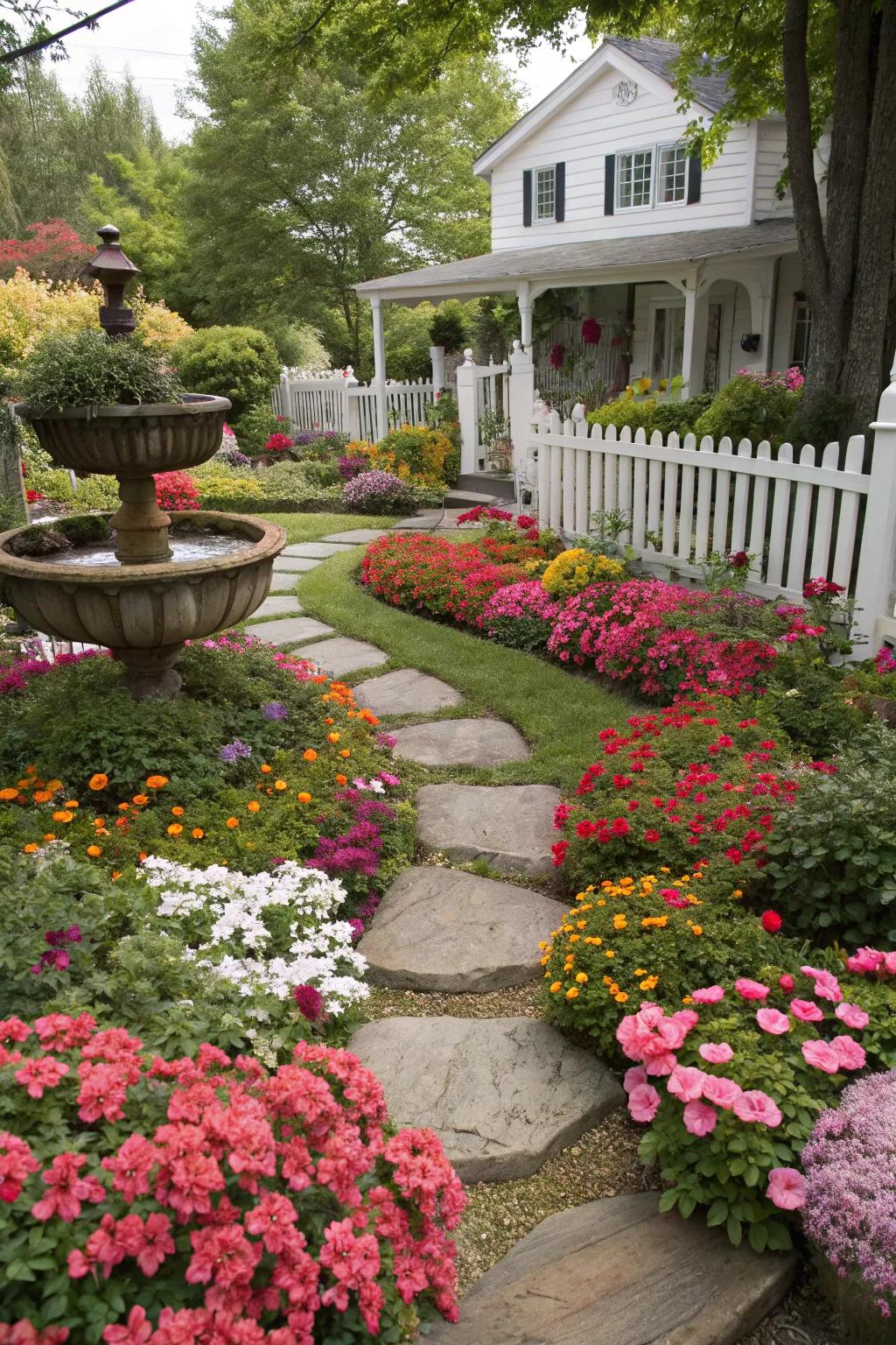 A garden bursting with unexpected and lively colors.