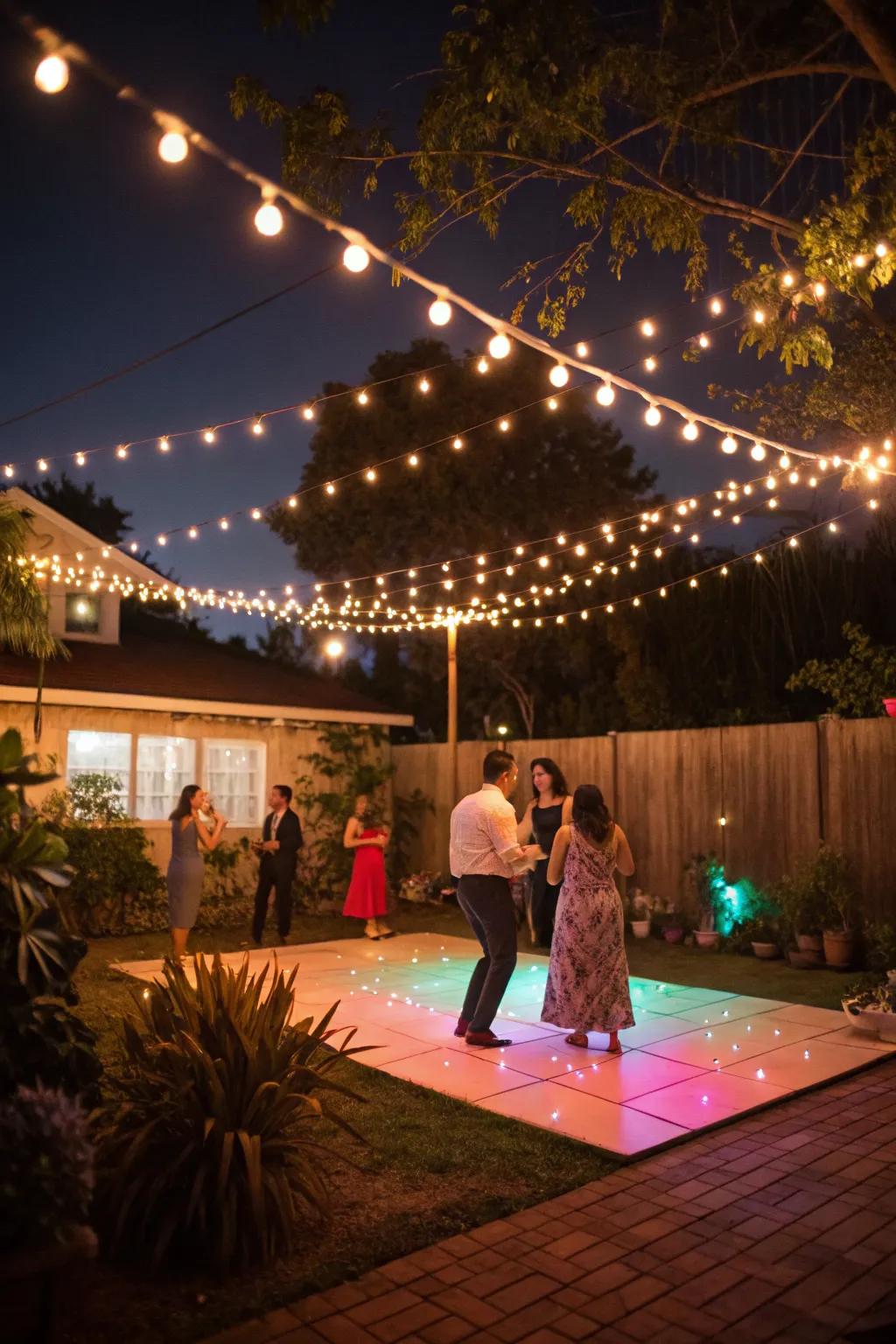 Dance under the stars with a simple backyard dance floor.
