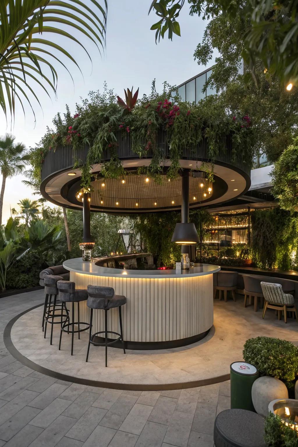 Unique bar shapes add intrigue and style to your outdoor space.