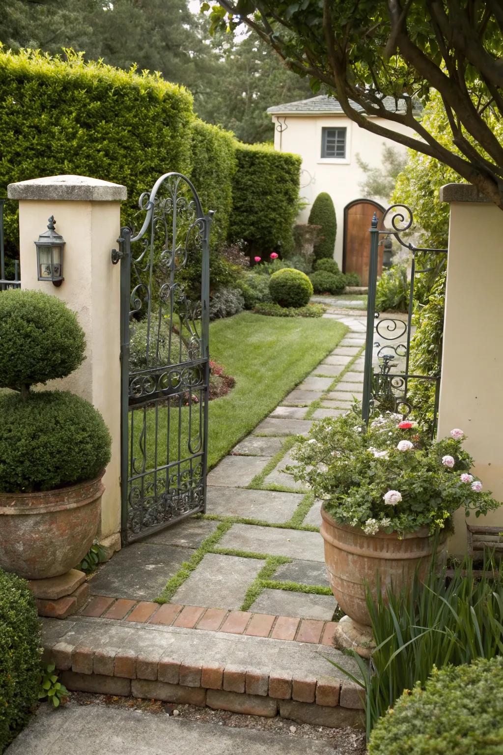 A decorative gate adds character and charm to your entrance.
