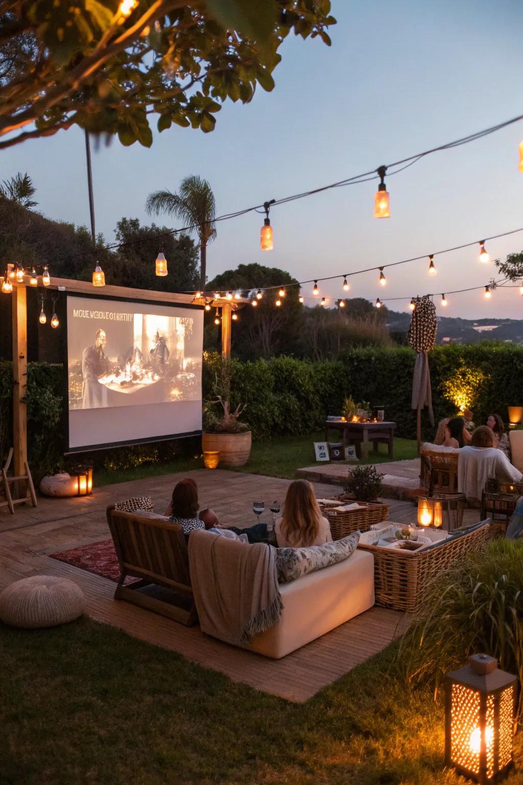 Turn your bar into an open-air cinema with a projection screen.