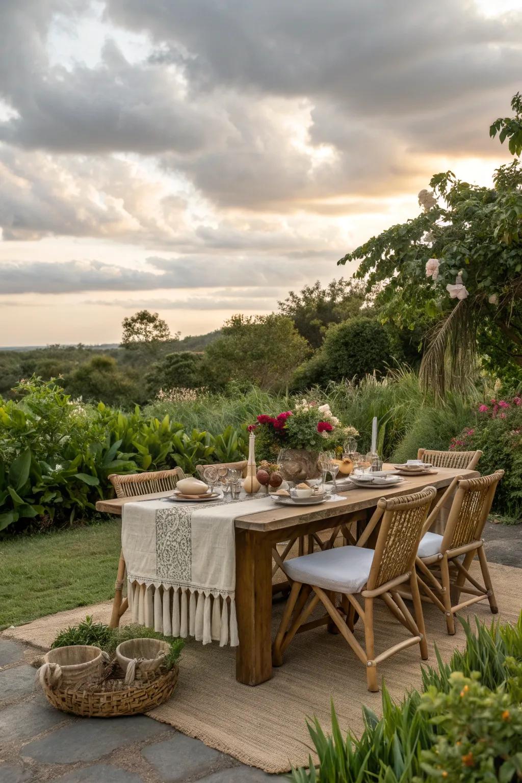 Create a calming dining experience with nature-inspired neutrals.
