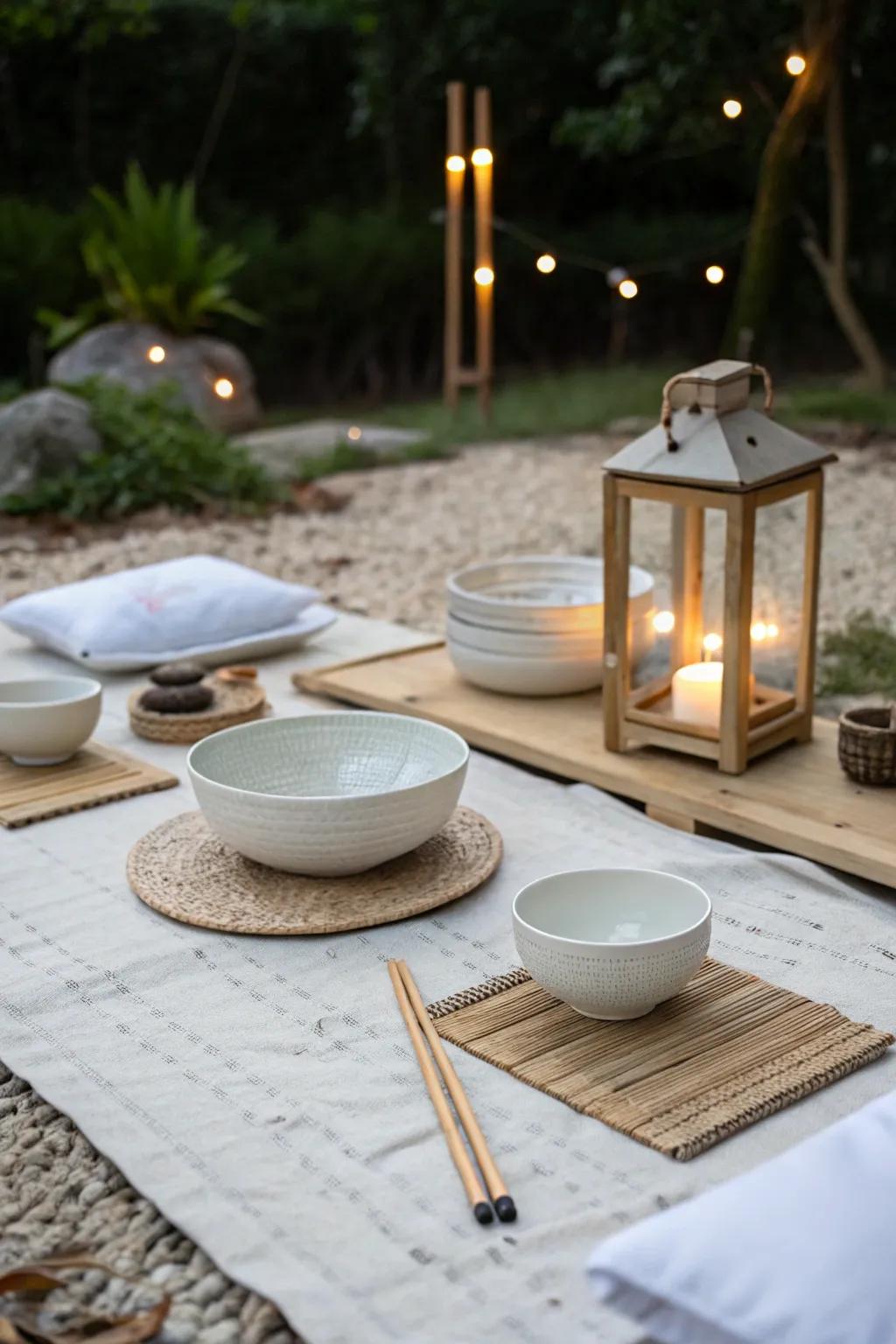 A minimalist zen dinner that embraces simplicity and tranquility.