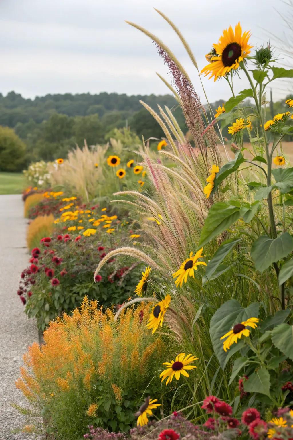 Unexpected floral combinations create eye-catching effects.