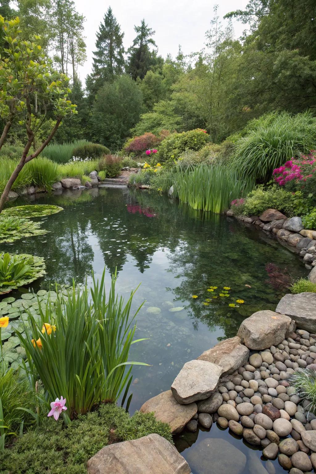 Embrace nature with a natural swimming pond.