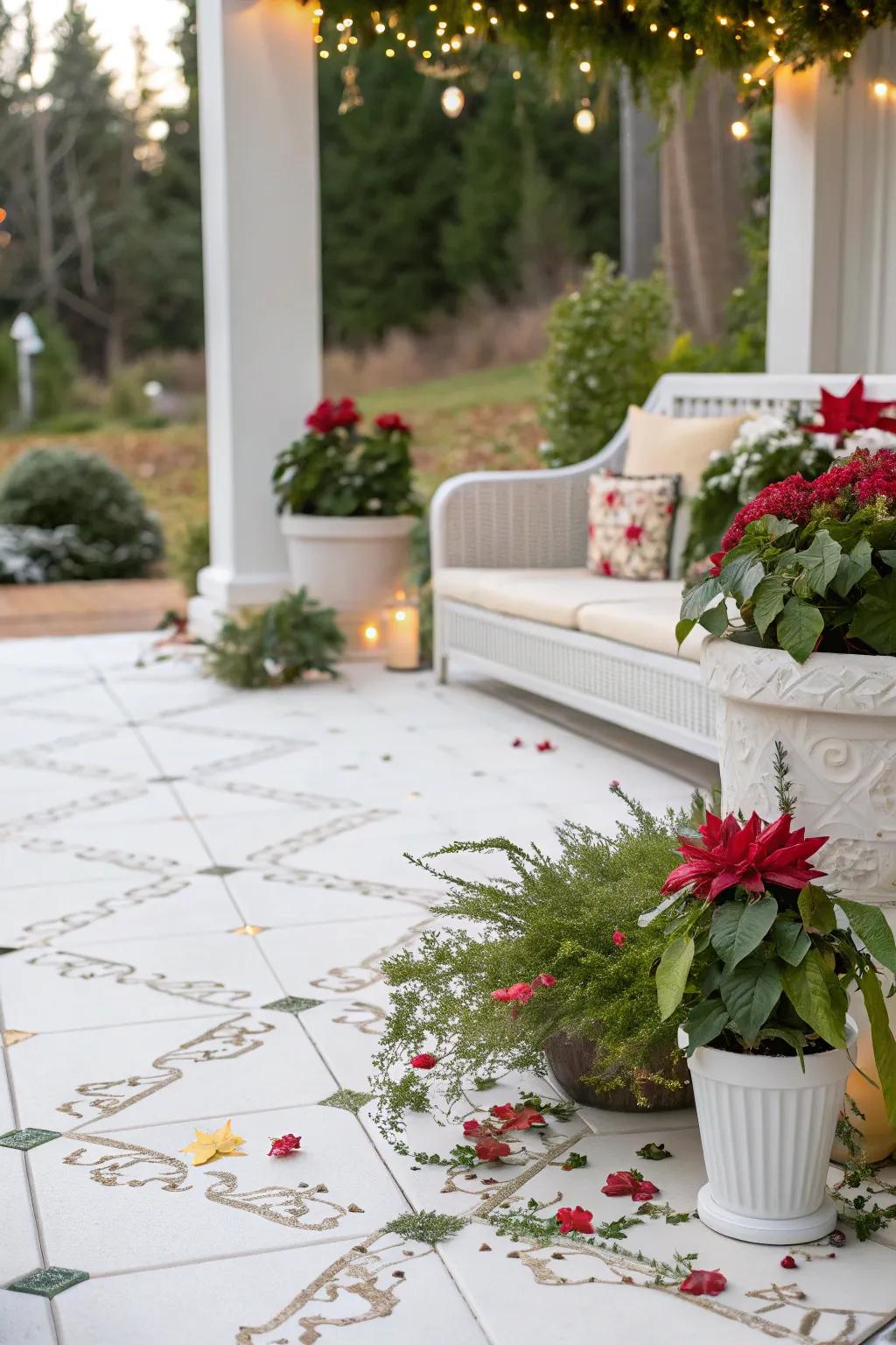 Seasonal decor keeping the patio fresh and dynamic.