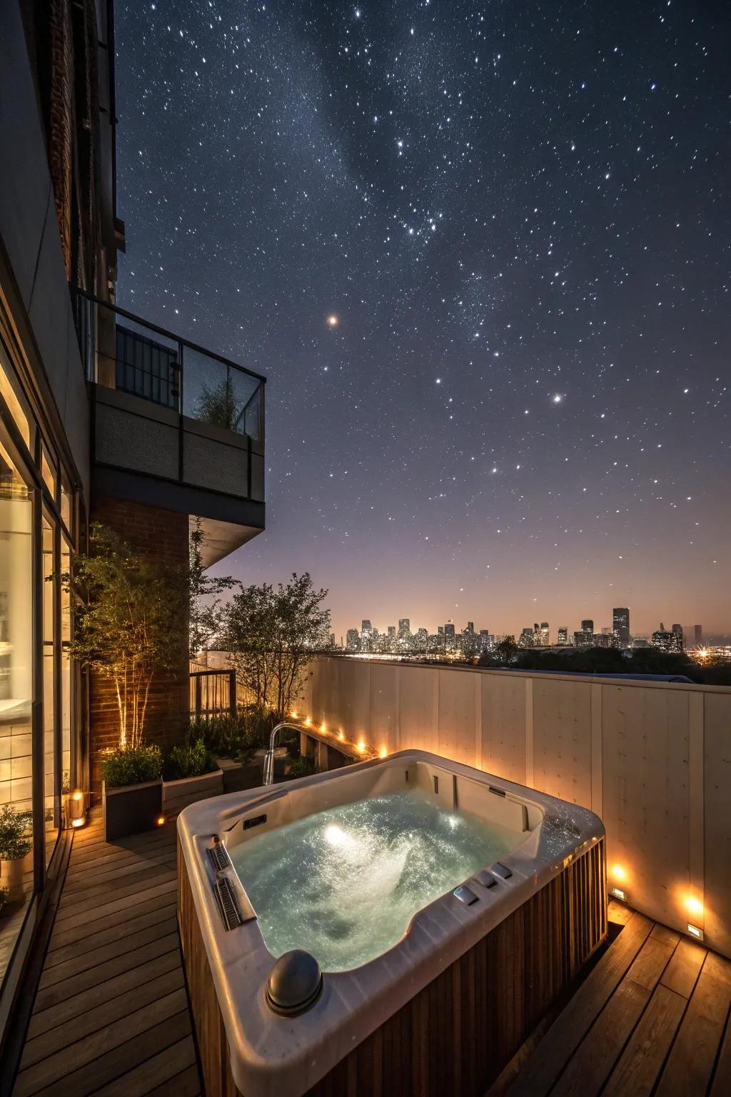 Transform your rooftop jacuzzi into a magical night sky observatory.