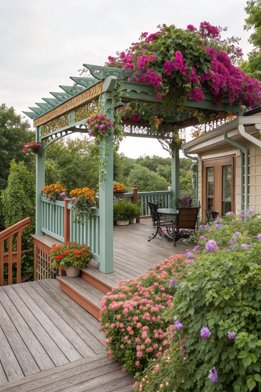 An artistic pergola makes your deck a captivating focal point.