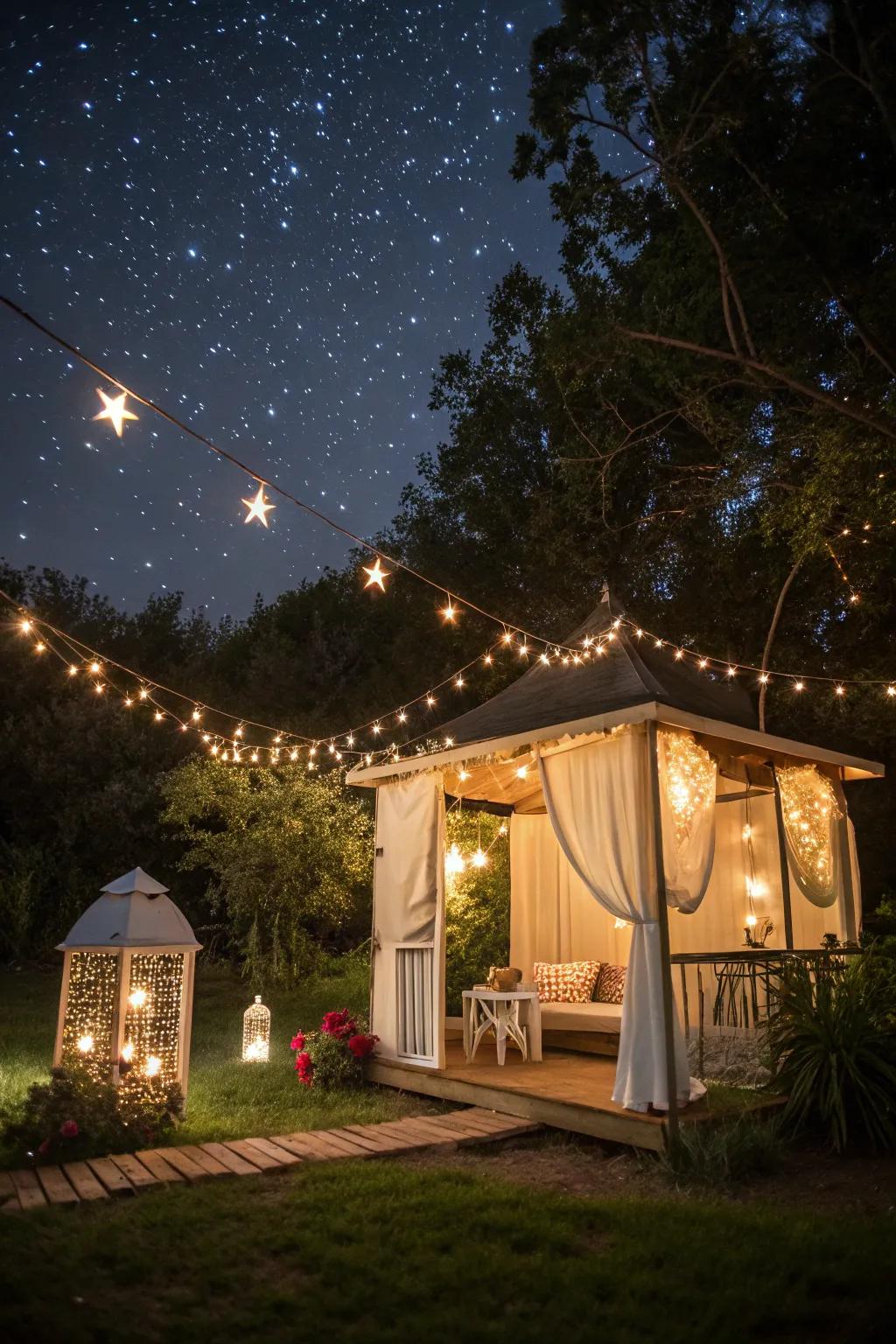 Create magic with a nighttime oasis cabana.