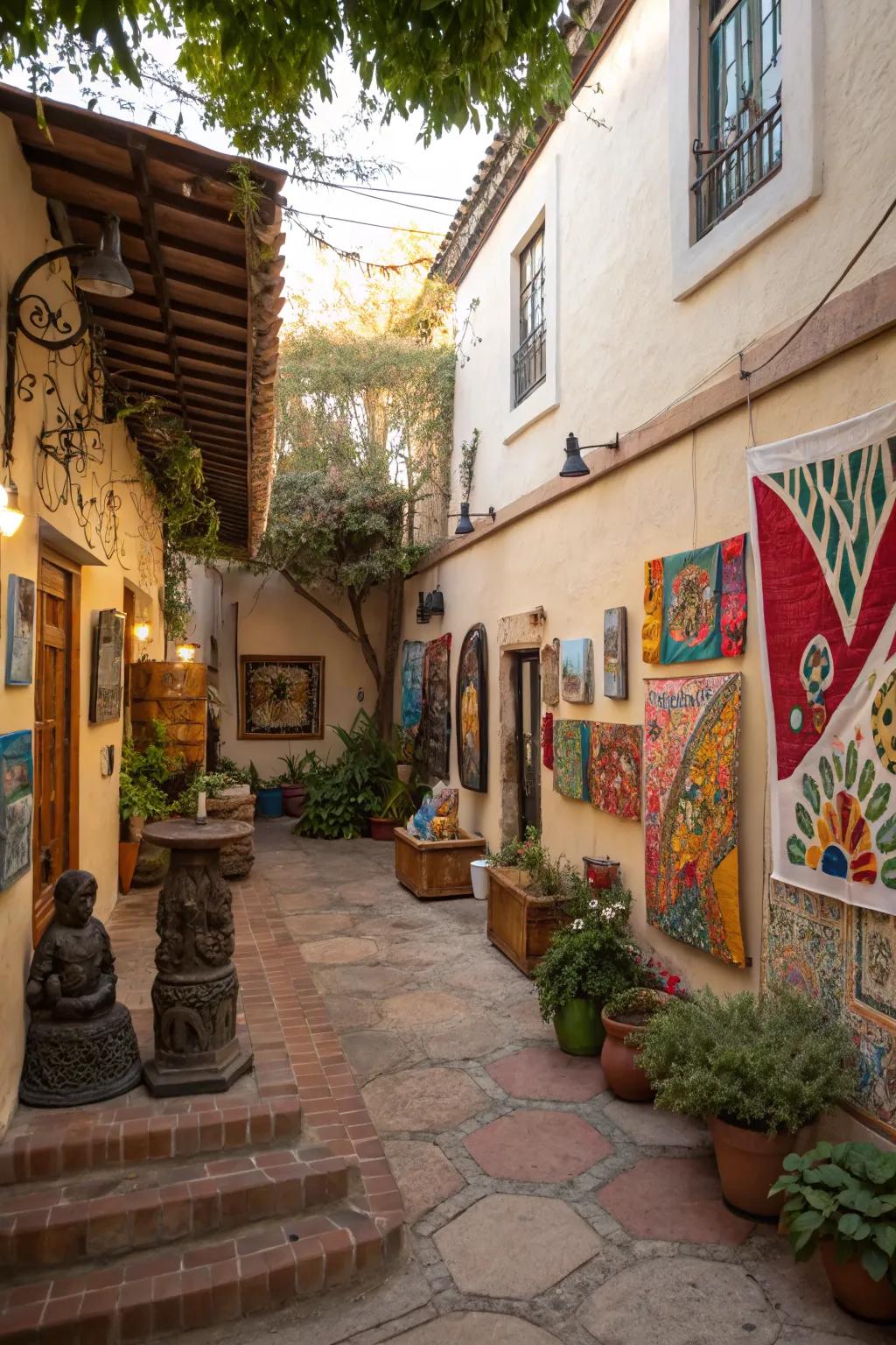 Local art adds personal and cultural elements to your courtyard.
