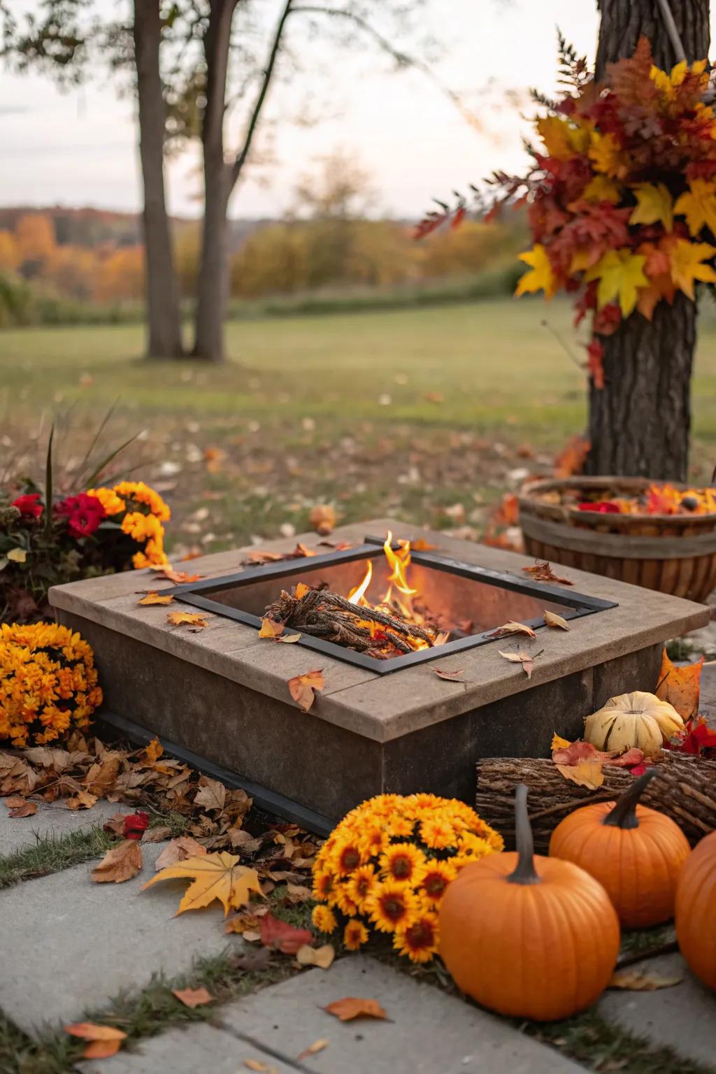 Seasonal decor keeps your fire pit area fresh and vibrant.