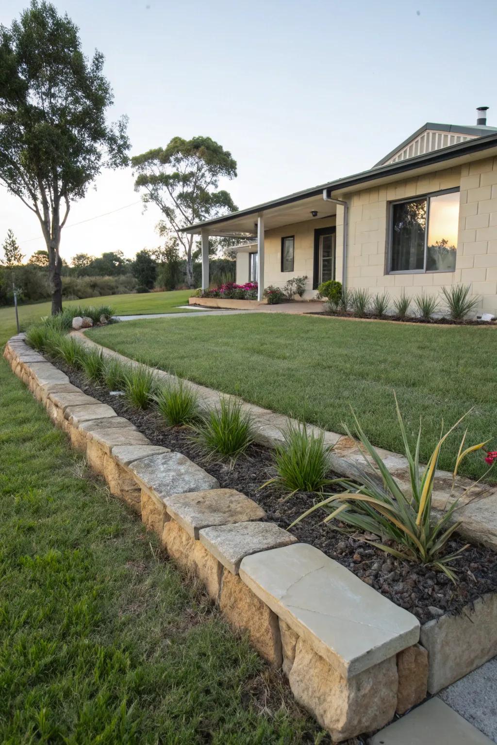 Flat stones provide clean, modern lines in garden design.