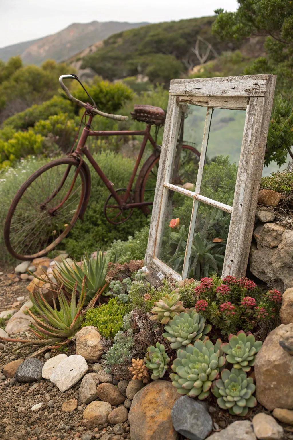 Unexpected elements add whimsy and personality to the garden.